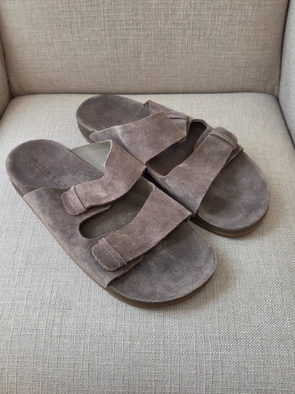 Reef Oja II Bar Suede Slide Sandals Mens Size 11 Gray Adjustable Coastal Surfer